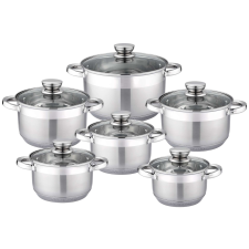 Bohmann 12 Részes Inox Edénykészlet, 9 réteg, üvegfedéllel, Indaktió edény