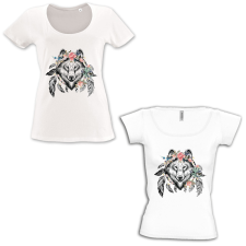  Boho farkas - Mély kivágású &amp; Csónaknyakú Női Póló női póló