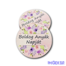 Boldog anyák napját kör 5cm - Púder háttér+virág minta dekorációs kellék