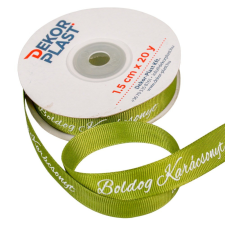  Boldog Karácsonyt feliratos ripsz szalag 1,5cmx20y dekorációs kellék