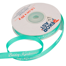  Boldog Karácsonyt feliratos ripsz szalag menta 1cmx20y dekorációs kellék