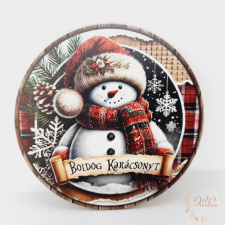  Boldog Karácsonyt - hóemberes fa tábla dekorációs kellék