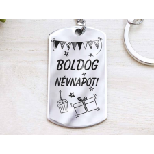 Boldog névnapot acél medálos kulcstartó kulcstartó