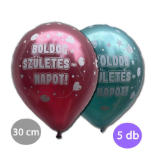 Boldog születésnapot feliratú lufi - króm - 5 darabos party kellék