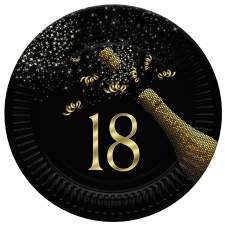 Boldog születésnapot Happy Birthday 18 Golden Champagne papírtányér 8 db-os 18 cm party kellék