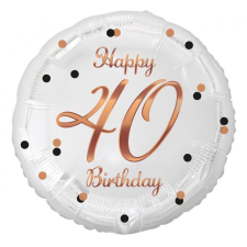 Boldog születésnapot Happy Birthday 40 B&C White fólia lufi 36 cm party kellék