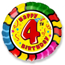 Boldog születésnapot Happy Birthday 4 születésnap fólia lufi 48 cm party kellék