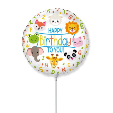 Boldog születésnapot Happy Birthday Animals, Állatos fólia lufi 36 cm party kellék