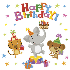 Boldog születésnapot Happy Birthday Animals szalvéta 20 db-os 33x33 cm party kellék