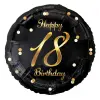 Boldog születésnapot Happy Birthday Black-Gold 18 fólia lufi 36 cm