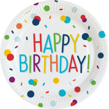 Boldog születésnapot Happy Birthday Confetti papírtányér 8 db-os 23 cm party kellék
