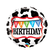 Boldog születésnapot Happy Birthday Cow, Tehén fólia lufi 46 cm party kellék
