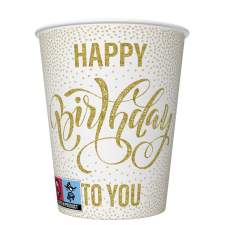 Boldog születésnapot Happy Birthday Dotted Gold papír pohár 8 db-os 250 ml party kellék