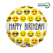 Boldog születésnapot Happy Birthday Emoji fólia lufi 46 cm party kellék