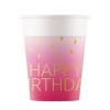 Boldog születésnapot Happy Birthday Golden Pink papír pohár 8 db-os 200 ml FSC
