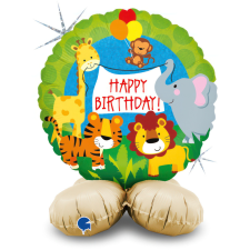 Boldog születésnapot Happy Birthday Jungle fólia lufi talppal 41 cm party kellék