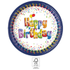 Boldog születésnapot Happy Birthday Multicolor papírtányér 8 db-os 23 cm FSC