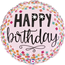 Boldog születésnapot Happy Birthday Pink Confetti mini fólia lufi 19 cm (WP) party kellék