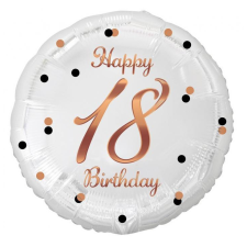 Boldog születésnapot Happy Birthday White-Rose Gold 18 fólia lufi 36 cm party kellék