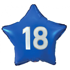 Boldog születésnapot Kék Happy Birthday 18 Blue csillag fólia lufi 44 cm party kellék