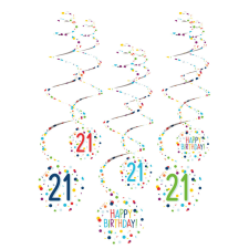 Boldog születésnapot Konfettis Happy Birthday 21 szalag dekorációs szett 6 db-os party kellék