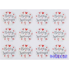  Boldog szülinapot matrica 24db/A4 lap - Sok szivecskés dekorációs kellék