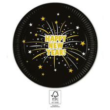 Boldog Új Évet Happy New Year Flares papírtányér 8 db-os 23 cm FSC party kellék