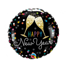 Boldog Új Évet Happy New Year Pezsgős Poharak fólia lufi 46 cm party kellék