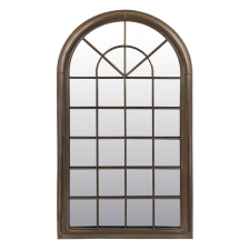  Boltíves fazettás fali tükör fekete-barna fém keretben 110x60x3,5cm bútor