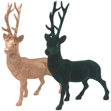 Boltze Home Josa szarvas figura 40 cm két kivitelben réz - sötétzöld karácsonyi dekoráció
