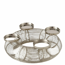 Boltze Ringvi gyertyatartó kerek 12 cm x 35 cm x 12 cm ezüst karácsonyi dekoráció