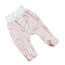 Bomer Pamut bébi nadrág - Fehér/Rózsaszín Nyuszis 74 babanadrág