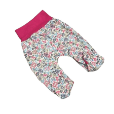 Bomer Pamut bébi nadrág - Fehér/Rózsaszín/Türkiz Virágos 68 babanadrág