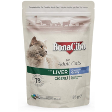 BonaCibo Cat alutasakos eledel 85 g Liver máj darabok szaftban macskaeledel