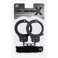 BondX Metal Cuffs & Love Rope Set - fém bilincs kötözővel (300 cm) bilincs, kötöző