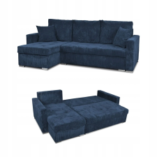  Bonito Sarokkanapé Ágy Funkcióval Family Furniture Sötétkék Kordbársony bútor