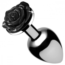 Booty Sparks Black Rose - 79g-os alumínium anál dildó (ezüst-fekete) műpénisz, dildó