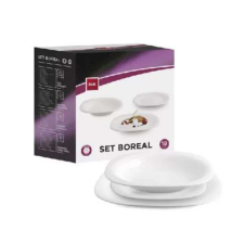 Boreal opal üveg étkészlet - fehér - 18 részes tányér és evőeszköz