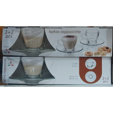 Borgonovo Ischia cappuccino szett, 2x18cl csésze, 2x15cm alátét, üveg bögrék, csészék