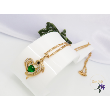  Borinka Gold Filled delfin medálos nyaklánc zöld kövel-18k nyaklánc