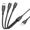 Borofone BX71 3in1 Lightning - Type-C - Micro USB kábel 1 méter fekete