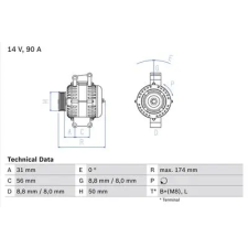 Bosch generátor 0 986 042 530 autóalkatrész
