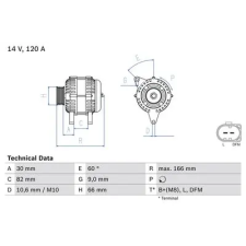 Bosch generátor 0 986 044 330 autóalkatrész