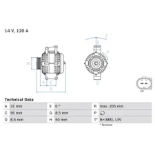 Bosch generátor 0 986 049 010 autóalkatrész