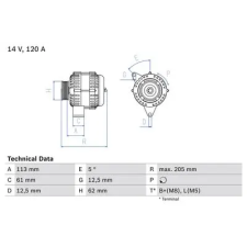 Bosch generátor 0 986 049 530 autóalkatrész