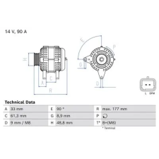 Bosch generátor 0 986 086 230 autóalkatrész