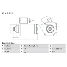 Bosch önindító 0 986 016 340 autóalkatrész