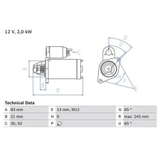 Bosch önindító 0 986 018 030 autóalkatrész