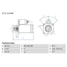 Bosch önindító 0 986 021 640 autóalkatrész