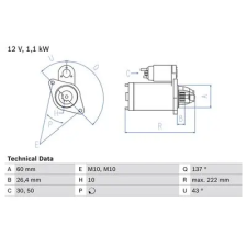 Bosch önindító 0 986 021 800 autóalkatrész